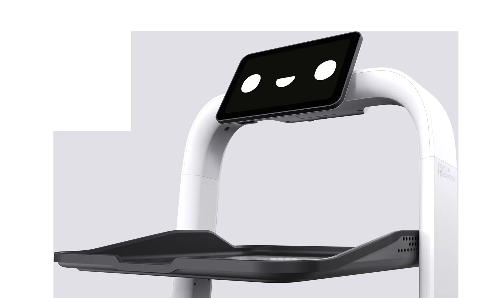 PuduBot 2 screen and upper tray detail